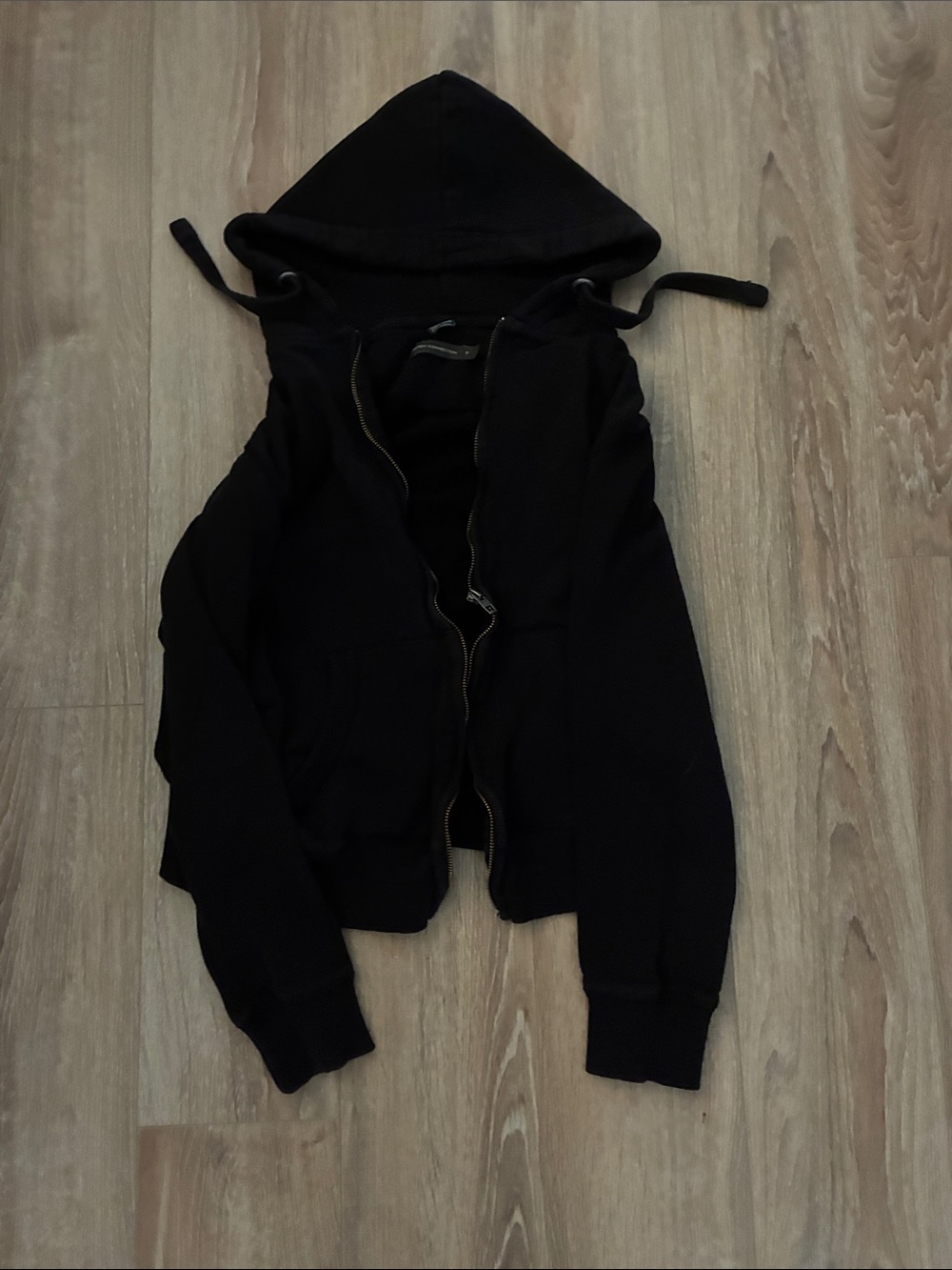 French Connection Black Hooded Zip Sweater